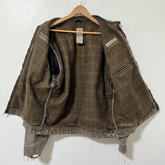 VTG Carhartt Mens Detroit Blanket Lined Canvas Jacket Size XLT Distressed‎ J97 - Picture 11 of 16